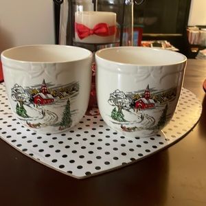 Vintage Christmas Church Scene Planter Set!